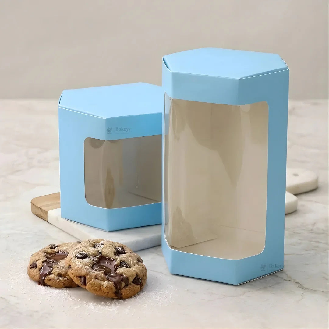 Blue Color | Cookie Box with Window | Slim Paperboard Packaging Box | 2 Sizes Available | Pack of 25