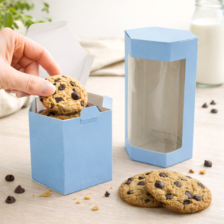 Blue Color | Cookie Box with Window | Slim Paperboard Packaging Box | 2 Sizes Available | Pack of 25