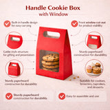 Red Color | Handle Cookie Box with Window | Gable Style Paperboard Packaging Box | Pack of 25