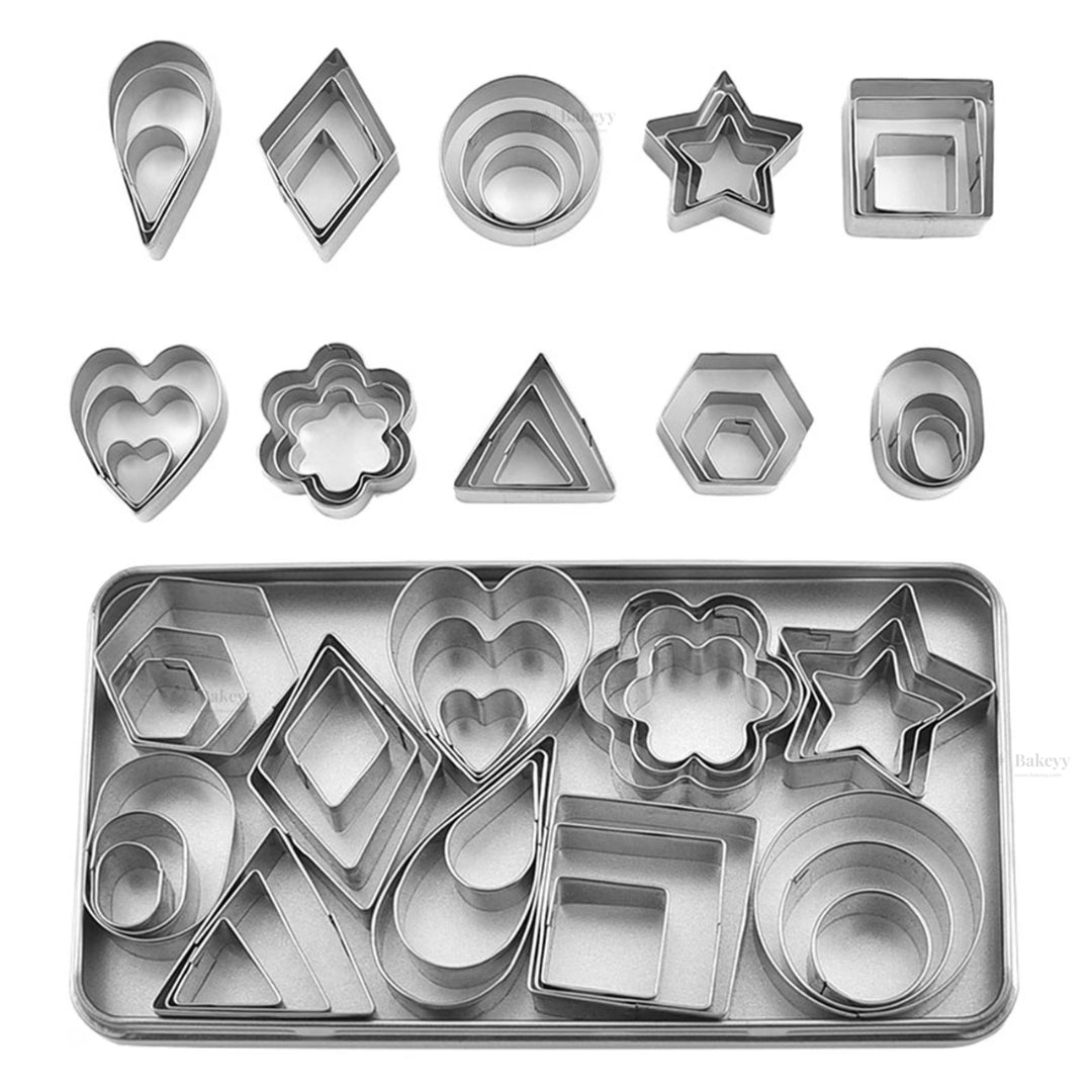 Cookie Cutter Set with Tin Storage Box | Premium Metal Finish | 30 Pcs per pack | Pack of 1
