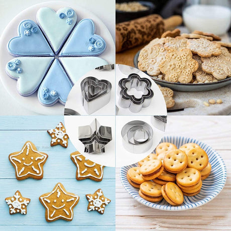 Cookie Cutter Set with Tin Storage Box | Multiple Shape with 3 Sizes Each Shape | Premium Metal Finish | Pack of 1