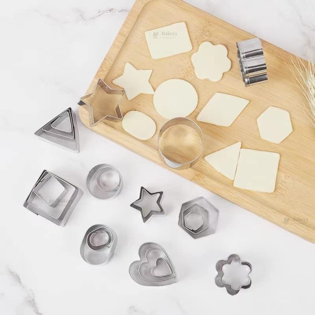 Cookie Cutter Set with Tin Storage Box | Multiple Shape with 3 Sizes Each Shape | Premium Metal Finish | Pack of 1