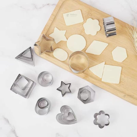 Cookie Cutter Set with Tin Storage Box | Multiple Shape with 3 Sizes Each Shape | Premium Metal Finish | Pack of 1
