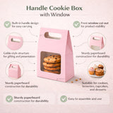Pink Color | Handle Cookie Box with Window | Gable Style Paperboard Packaging Box | Pack of 25