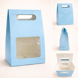 Blue Color | Handle Cookie Box with Window | Gable Style Paperboard Packaging Box | Pack of 25