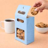 Blue Color | Handle Cookie Box with Window | Gable Style Paperboard Packaging Box | Pack of 25