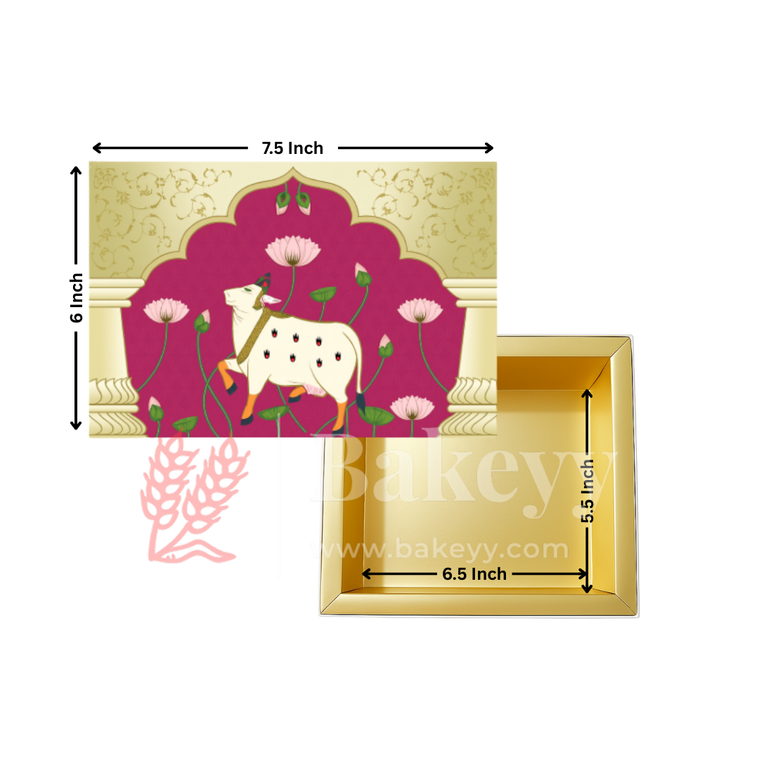 500 GM Sweet Box | 7.5x6x1.5 Inch | Cow Print Premium Sweet and Chocolate box | Cow Print | 1 Piece