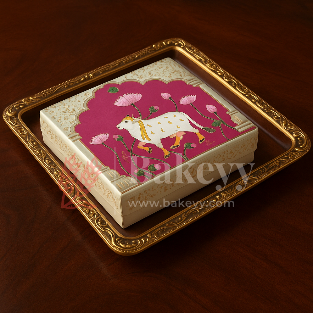 500 GM Sweet Box | 7.5x6x1.5 Inch | Cow Print Premium Sweet and Chocolate box | Cow Print | 1 Piece