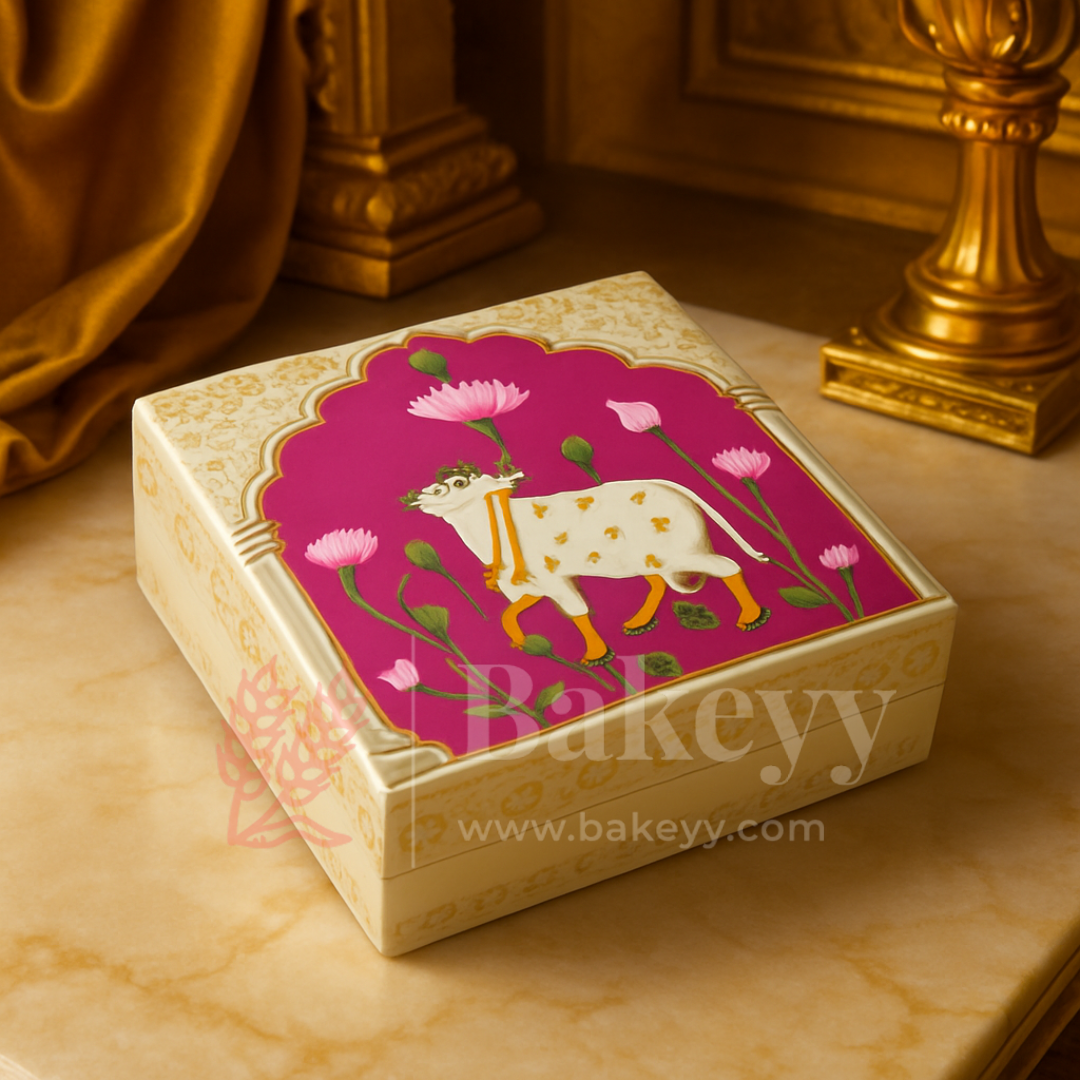 250 GM Sweet Box | 6x5.5x1.5 Inch | Cow Print Premium Sweet and Chocolate box | Cow Print | 1 Piece