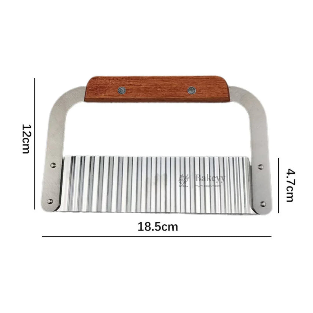 Crinkle Cutter | Wavy Slicer with Wooden Handle | 1 Piece