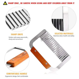 Crinkle Cutter | Wavy Slicer with Wooden Handle | 1 Piece - Bakeyy.com - India - Crinkle Cutter | Wavy Slicer with Wooden Handle | 1 Piece - Default Title 200.00