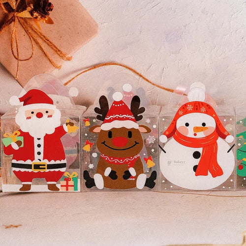 Christmas Goodie Box with Handle | Festive Treat & Gift Box | Pack of 10