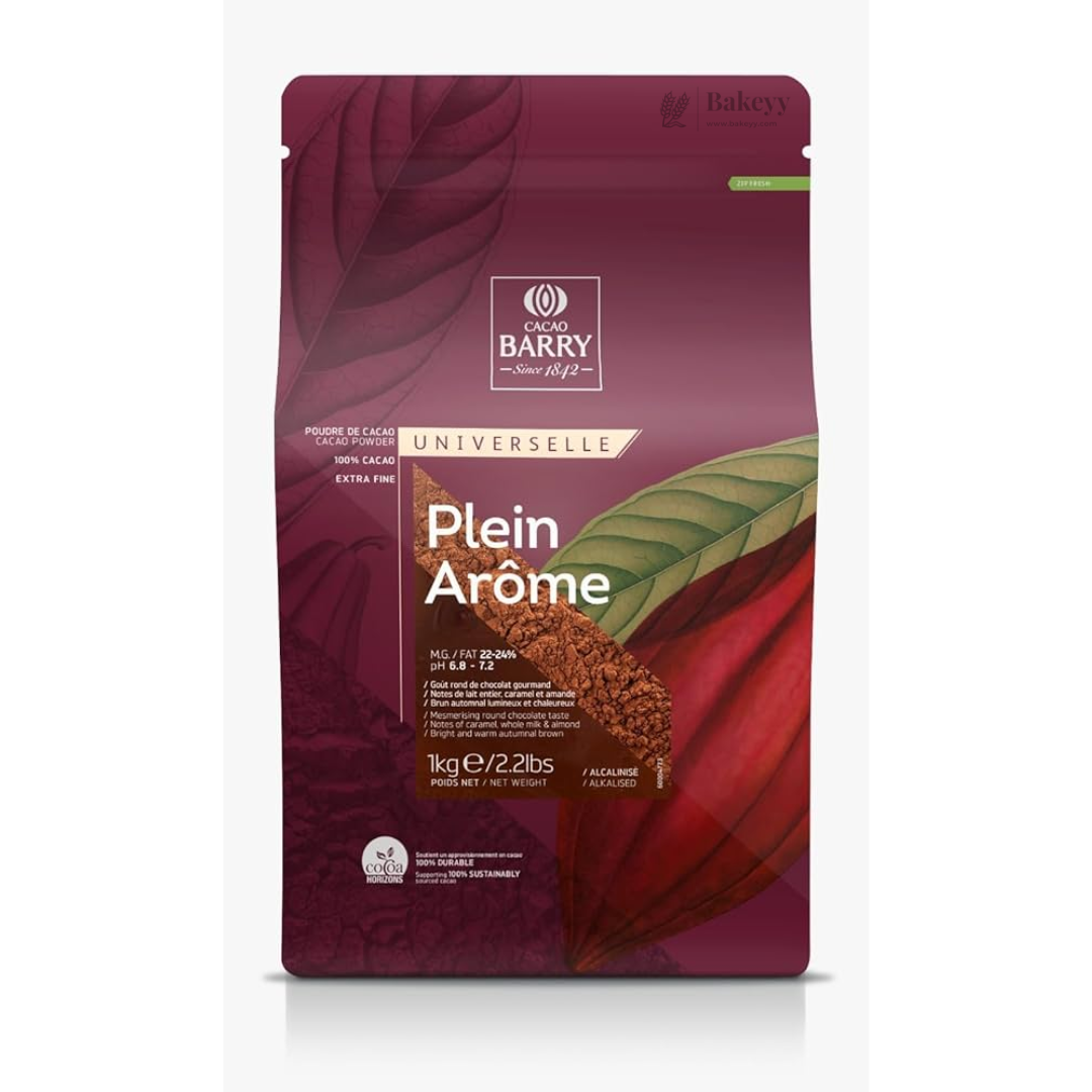 Cacao Barry Plein Arôme Cocoa Powder | Premium Alkalised 100 percent Cocoa | 1 Kg