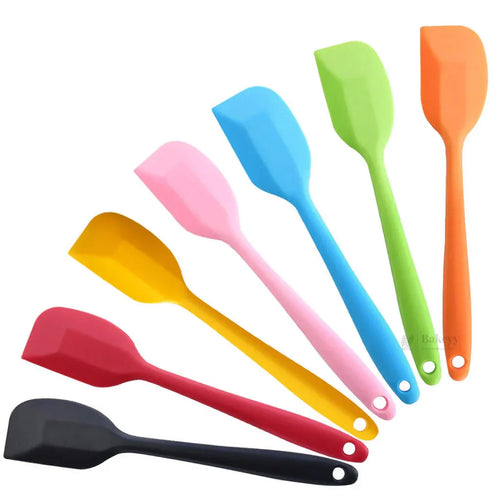 Colorful silicone baking spatulas set, essential bakery tools from Bakeyy.com India