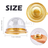 Mini Dome Cupcake & Pastry Container | Gold Base with Clear Lid | Pack Of 50