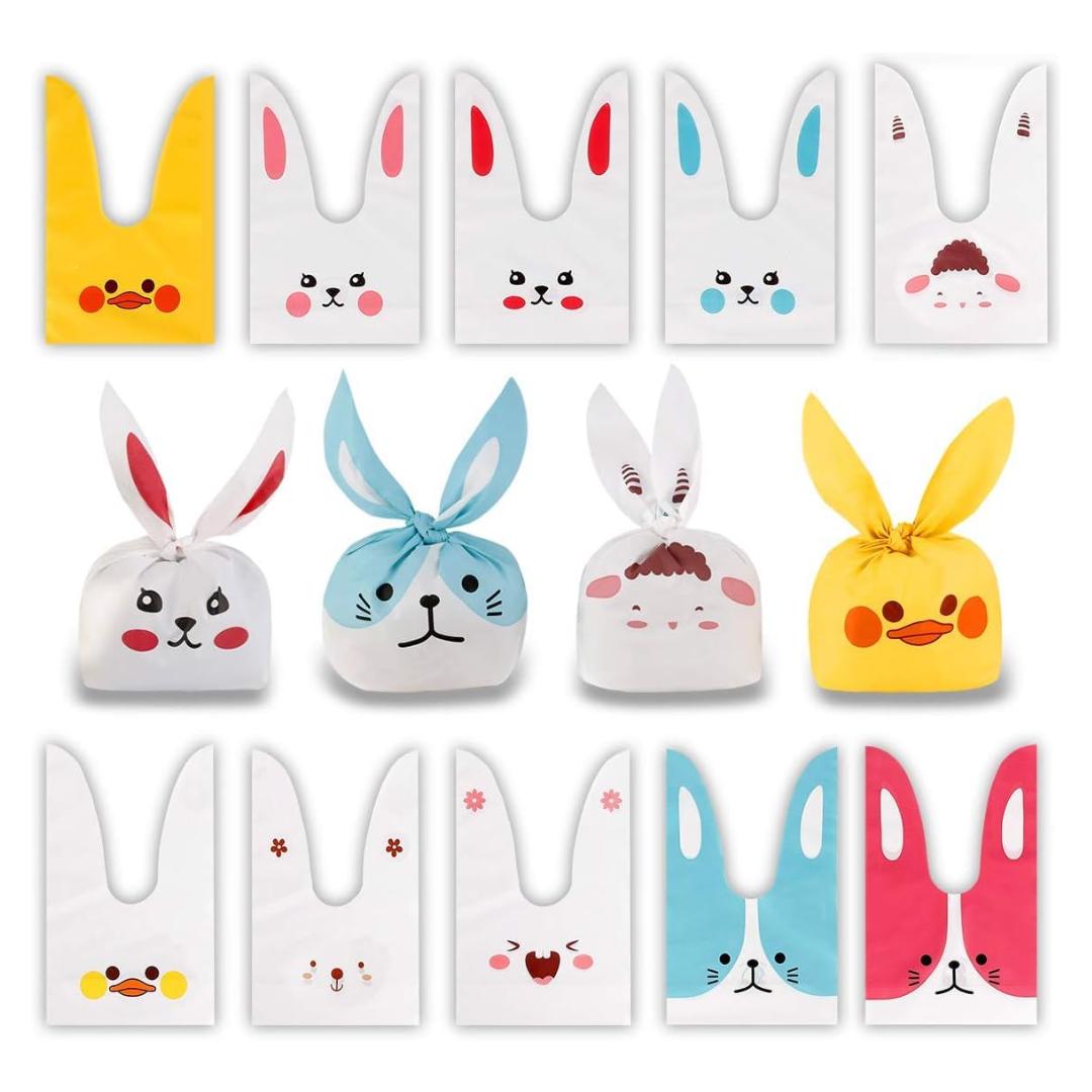 Rabbit Ear Candy Gift Bags | Cute Plastic Bags | Bunny Party Favors | Pack of 50