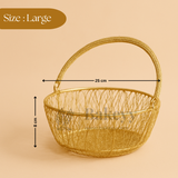 Round Decorative Gold Metal Hamper Basket For Gifting | Return Gifts | 1 Piece