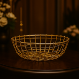 Golden Wire Basket | Elegant Metal Storage Bowl | Gifting and Decorative Purpose | 1 Piece