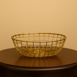 Golden Wire Basket | Elegant Metal Storage Bowl | Gifting and Decorative Purpose | 1 Piece