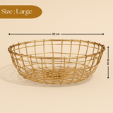 Golden Wire Basket | Elegant Metal Storage Bowl | Gifting and Decorative Purpose | 1 Piece