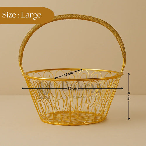 Oval Metal Hamper Basket | Gifting and Decorative Purpose | 1 Piece