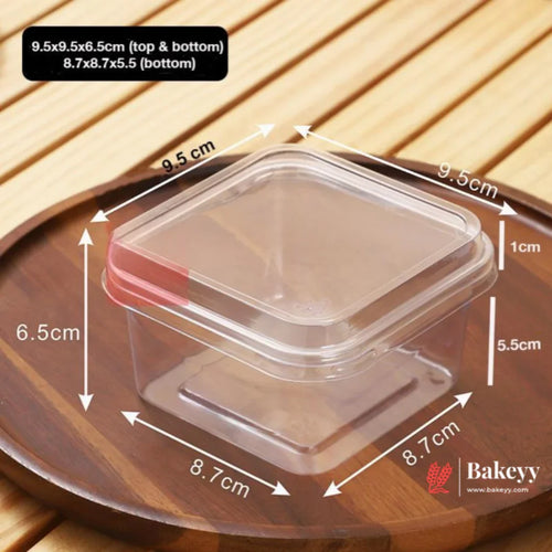 PET Transparent Food Box with Lid | Tiramisu Box | Dessert Containers | Pack of 50