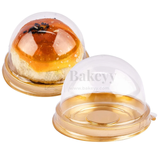 Mini Dome Cupcake & Pastry Container | Gold Base with Clear Lid | Pack Of 50
