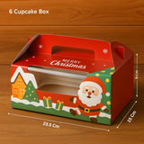 Christmas Print Cupcake Boxes with Handle | Pack of 50