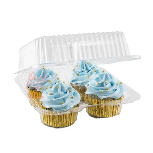 Clear Stackable Cavity Cupcake Boxes | Pack of 25 - Bakeyy.com - India - Clear Stackable Cavity Cupcake Boxes | Pack of 25 - 4 Cupcake