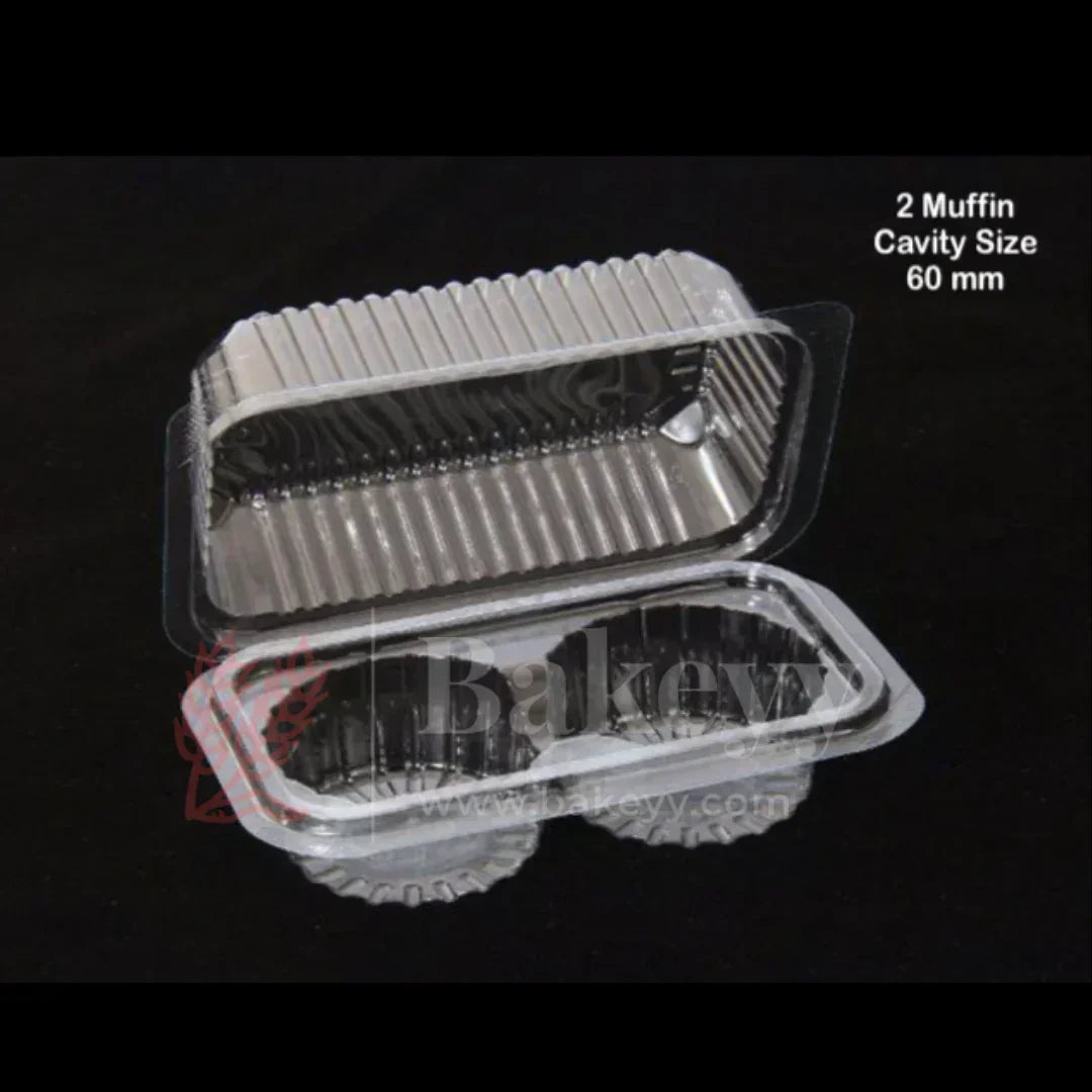 Clear Stackable Cavity Cupcake Boxes | Pack of 25 - Bakeyy.com - India - Clear Stackable Cavity Cupcake Boxes | Pack of 25 - 2 Cupcake | Pack of 25