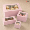 Custom Logo Print Cupcake Box | Without Handle Cupcake Boxes | Pink Color | Pack of 250