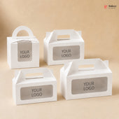 Custom Logo Print Cupcake Box | With Handle Cupcake Boxes | White Color | Pack of 250