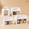 Custom Logo Print Cupcake Box | With Handle Cupcake Boxes | White Color | Pack of 250