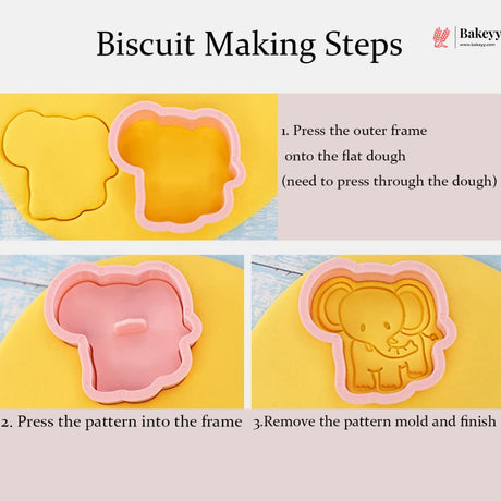 Cute Jungle Animal Theme Cookie Cutter & Embosser Set | 8 Piece | Pack of 1