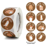 1 Inch Cute Cat Thank You Sticker Roll | 500 Stickers | Pack of 1
