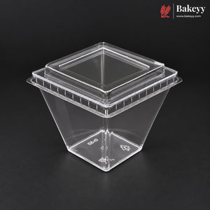 D-52 | Clear Square Dessert Cup with Transparent Lid | Pack of 300