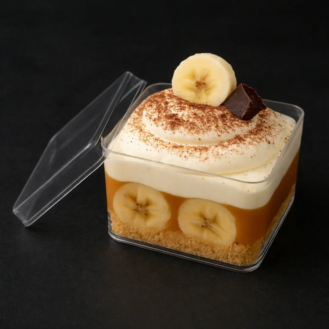 D69, D62 | Clear Square Plastic Dessert Container with Lid | Transparent Packaging Box | Pack of 6