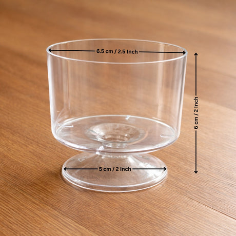 D76 (60ml), D53 (100ml) | Clear Plastic Dessert Cup with Base | Transparent Mini Serving Cup