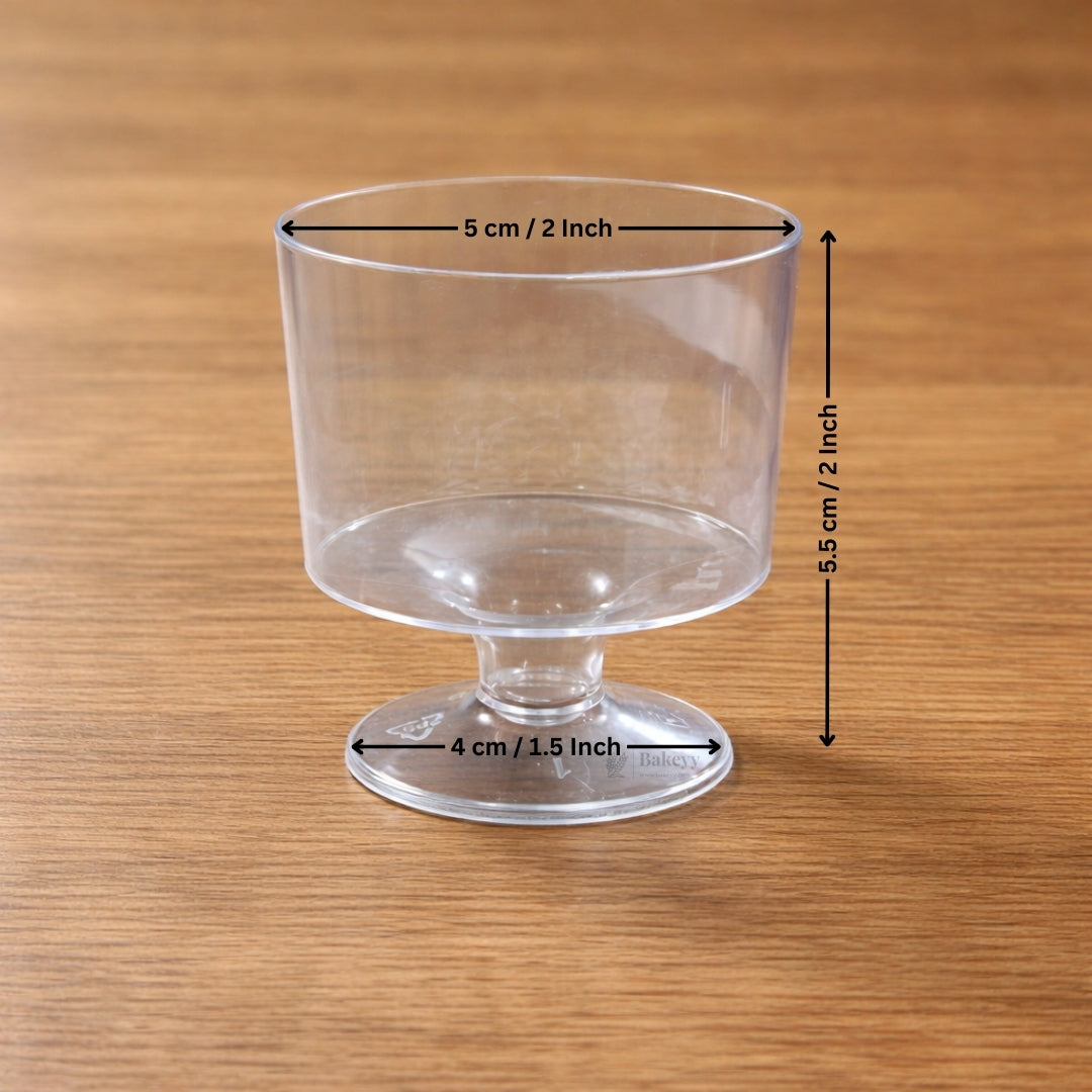 D76 (60ml), D53 (100ml) | Clear Plastic Dessert Cup with Base | Transparent Mini Serving Cup