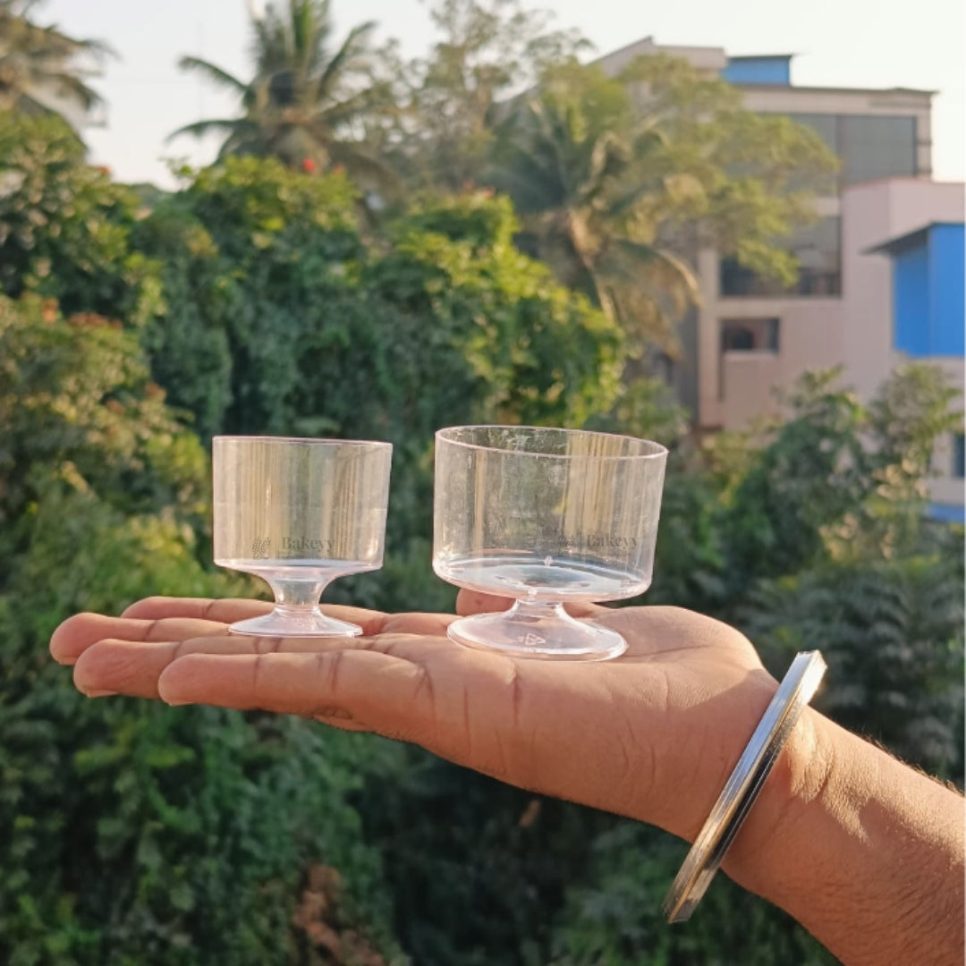 D76 (60ml), D53 (100ml) | Clear Plastic Dessert Cup with Base | Transparent Mini Serving Cup