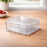 D78-500ml | Clear Square Plastic Dessert Container with Lid | Transparent Food Storage & Packaging Box | Pack of 6