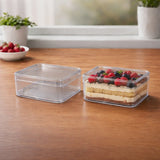 D78-500ml | Clear Square Plastic Dessert Container with Lid | Transparent Food Storage & Packaging Box | Pack of 6