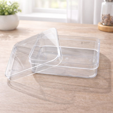 D78-500ml | Clear Square Plastic Dessert Container with Lid | Transparent Food Storage & Packaging Box | Pack of 6