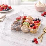D78-500ml | Clear Square Plastic Dessert Container with Lid | Transparent Food Storage & Packaging Box | Pack of 6