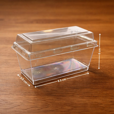 D79 | Clear Rectangle Plastic Dessert Container with Lid | Pack of 20