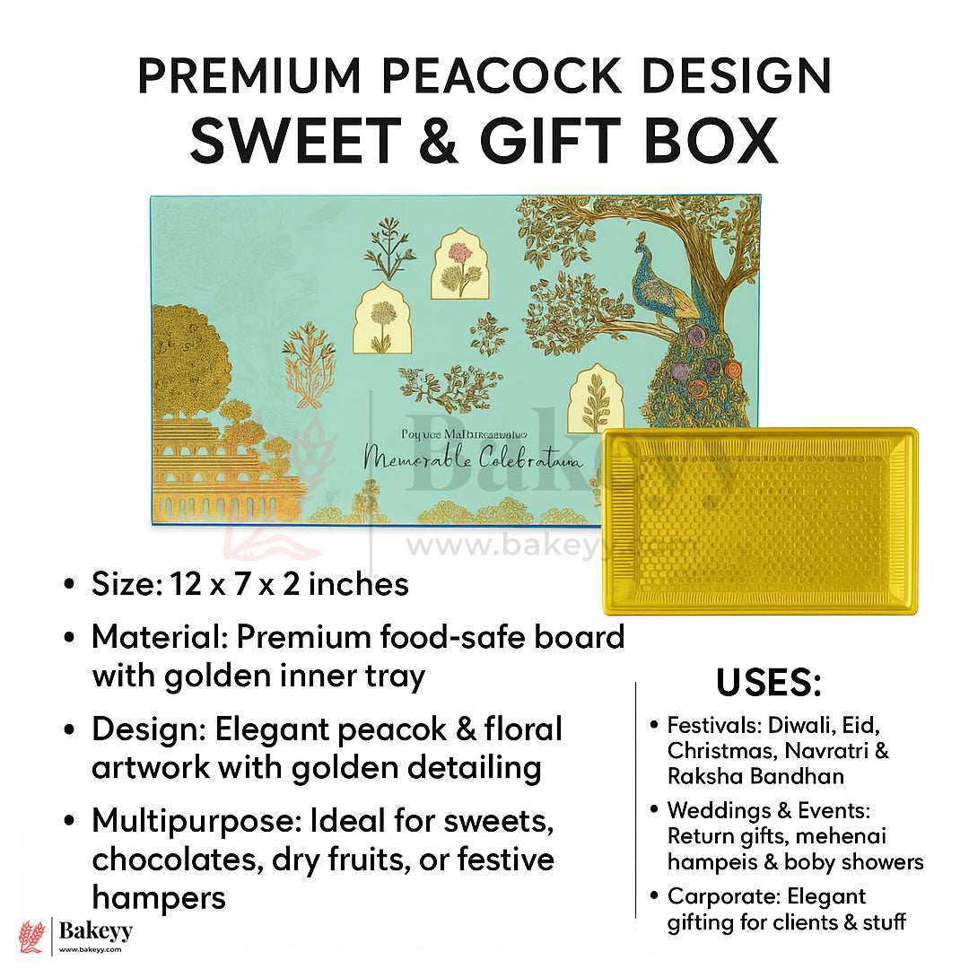 Half Kg Sweet Box | Premium Peacock Design Sweet & Gift Box | Elegant Festive Packaging | Pack Of 10