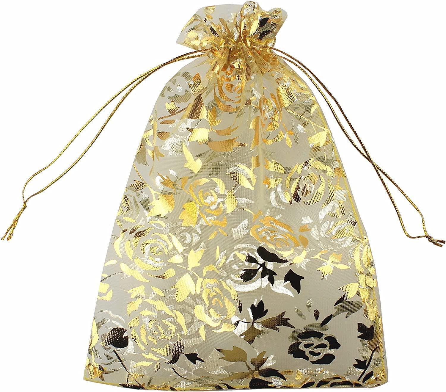 8x10 cm | Printed Organza Potli Bags | Pack of 70 | Gold Colour | Candy Bag | - Bakeyy.com - India - 8x10 cm | Printed Organza Potli Bags | Pack of 70 | Gold Colour | Candy Bag | - Default Title