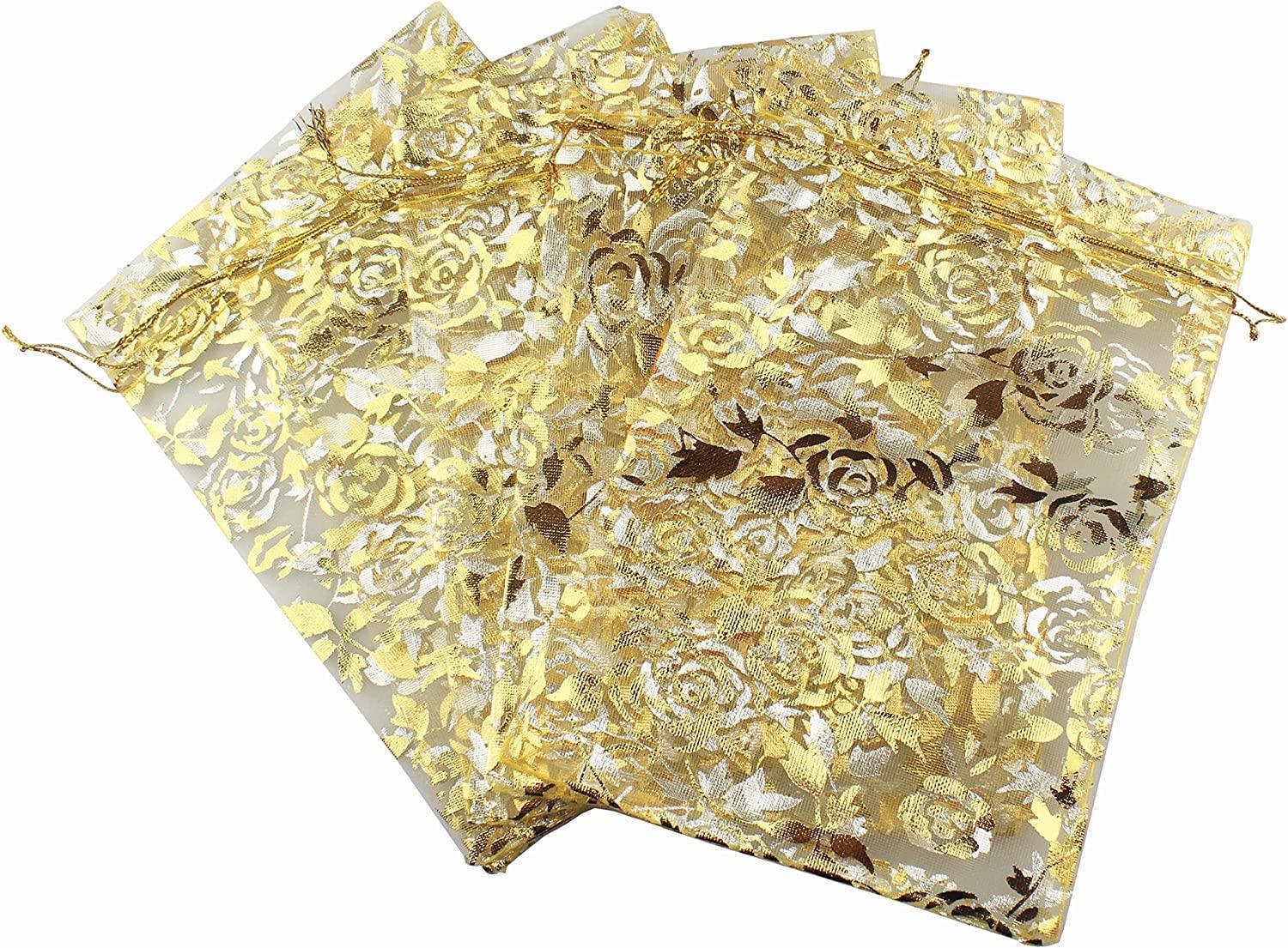 8x10 cm | Printed Organza Potli Bags | Pack of 70 | Gold Colour | Candy Bag | - Bakeyy.com - India - 8x10 cm | Printed Organza Potli Bags | Pack of 70 | Gold Colour | Candy Bag | - Default Title