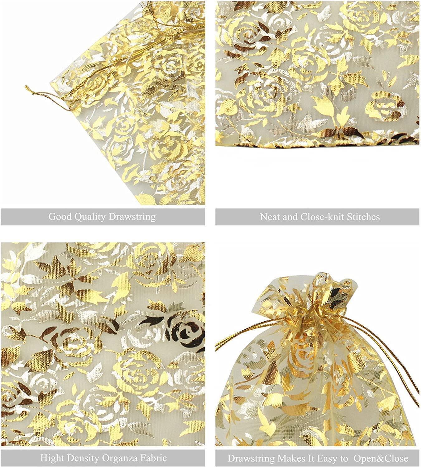 8x10 cm | Printed Organza Potli Bags | Pack of 70 | Gold Colour | Candy Bag | - Bakeyy.com - India - 8x10 cm | Printed Organza Potli Bags | Pack of 70 | Gold Colour | Candy Bag | - Default Title