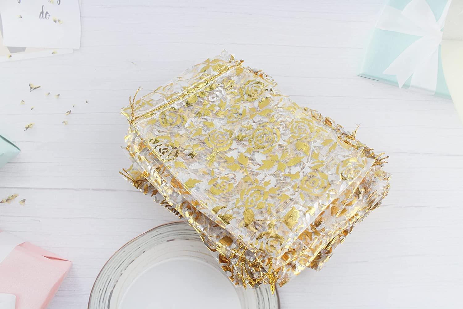 8x10 cm | Printed Organza Potli Bags | Pack of 70 | Gold Colour | Candy Bag | - Bakeyy.com - India - 8x10 cm | Printed Organza Potli Bags | Pack of 70 | Gold Colour | Candy Bag | - Default Title